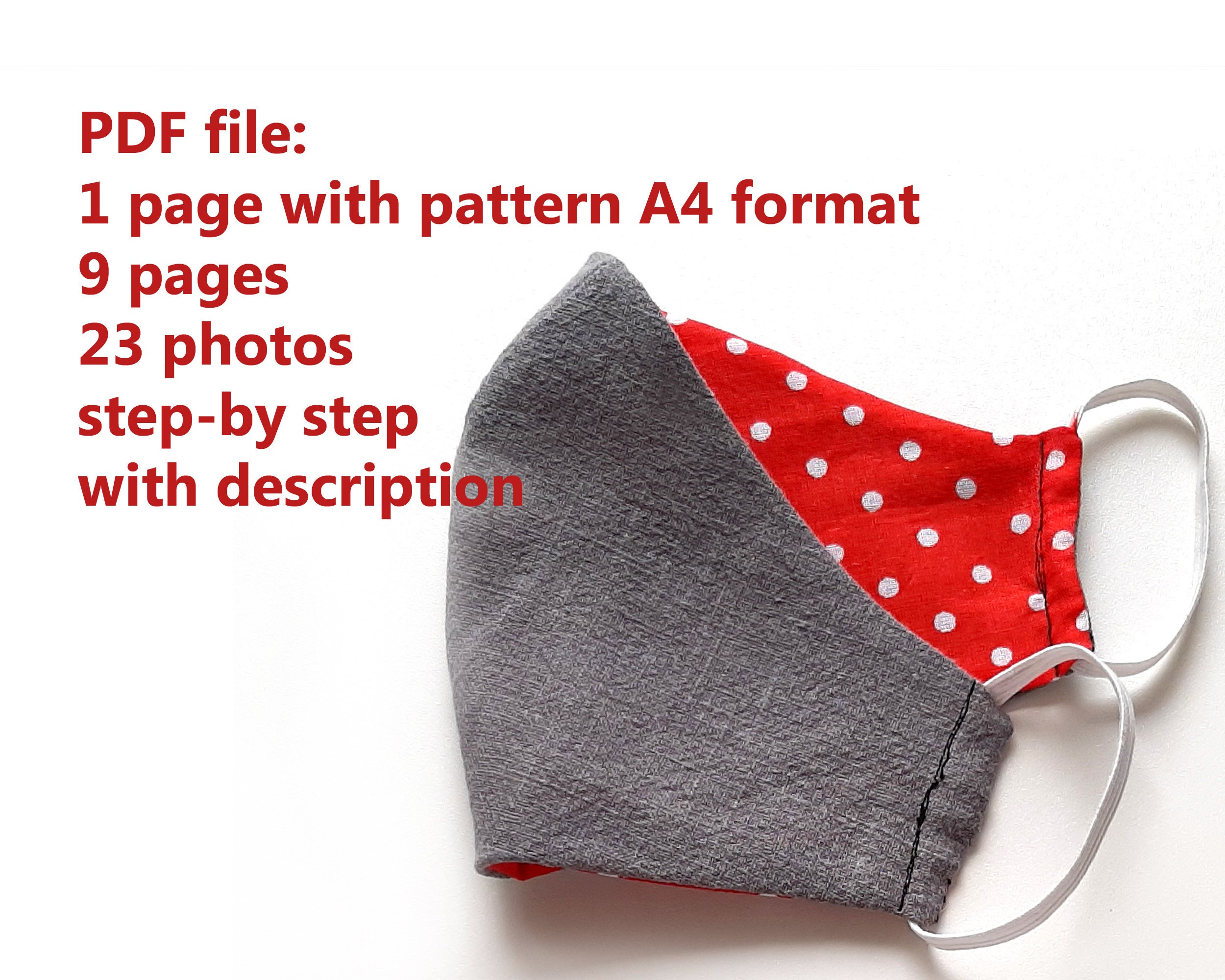 Face Mask Pattern Face Mask Adult Sewing Tutorial Washable Etsy