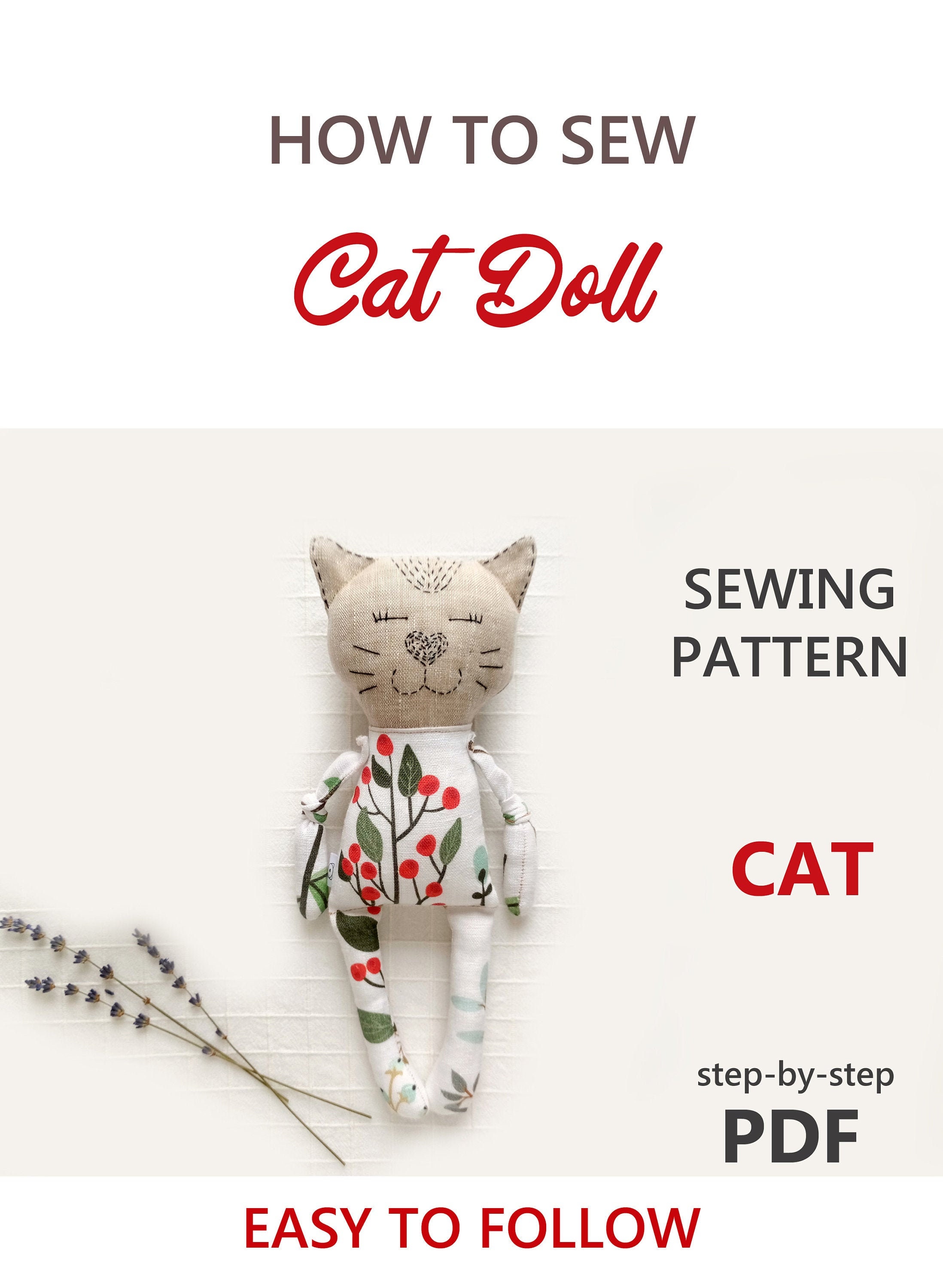 Cat Stuffed Animal Pattern Cat Doll SEWING PATTERN Rag Doll Etsy
