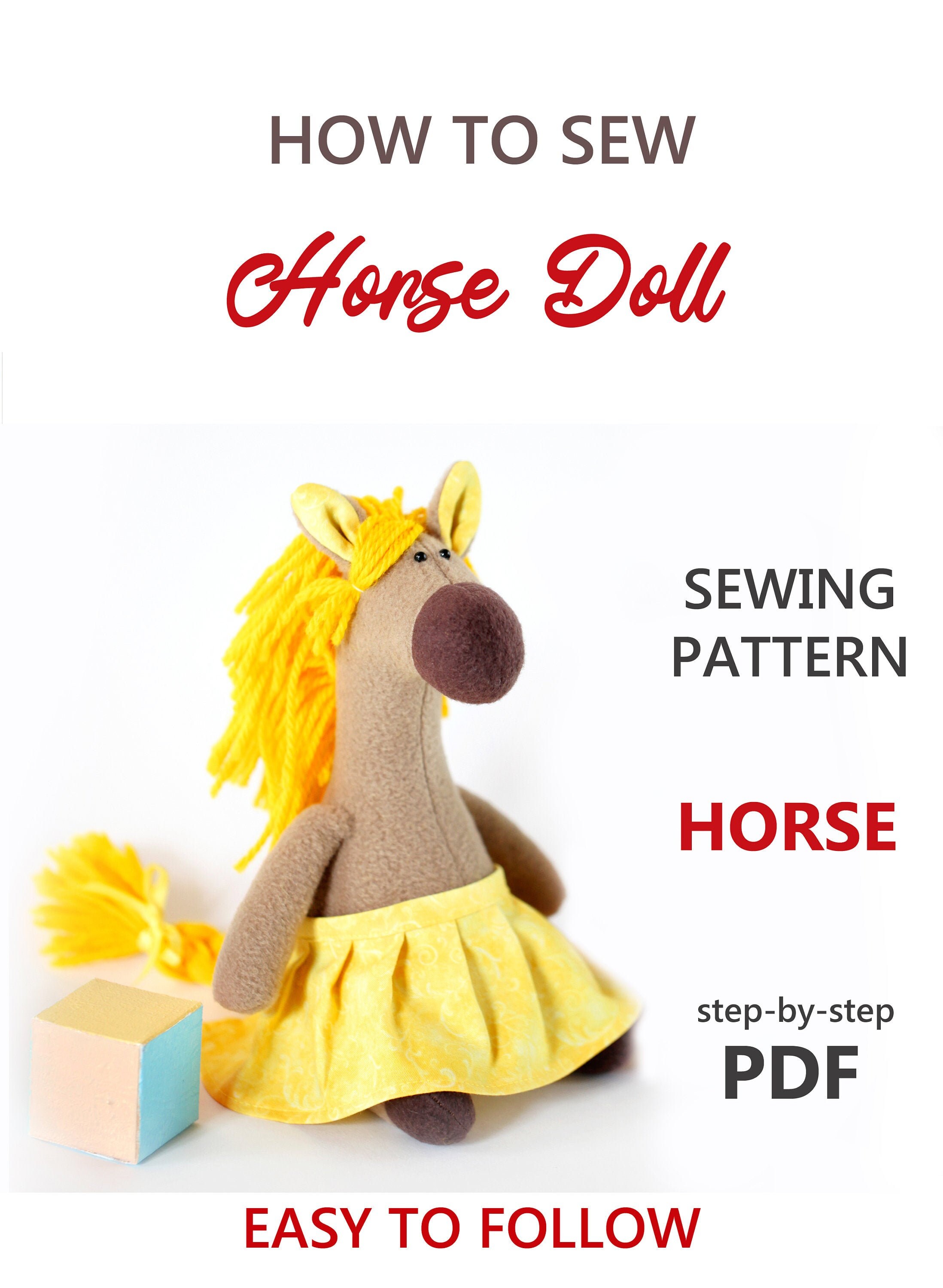 Horse PATTERN Sewing Tutorial Plush Horse Pattern Pony Etsy
