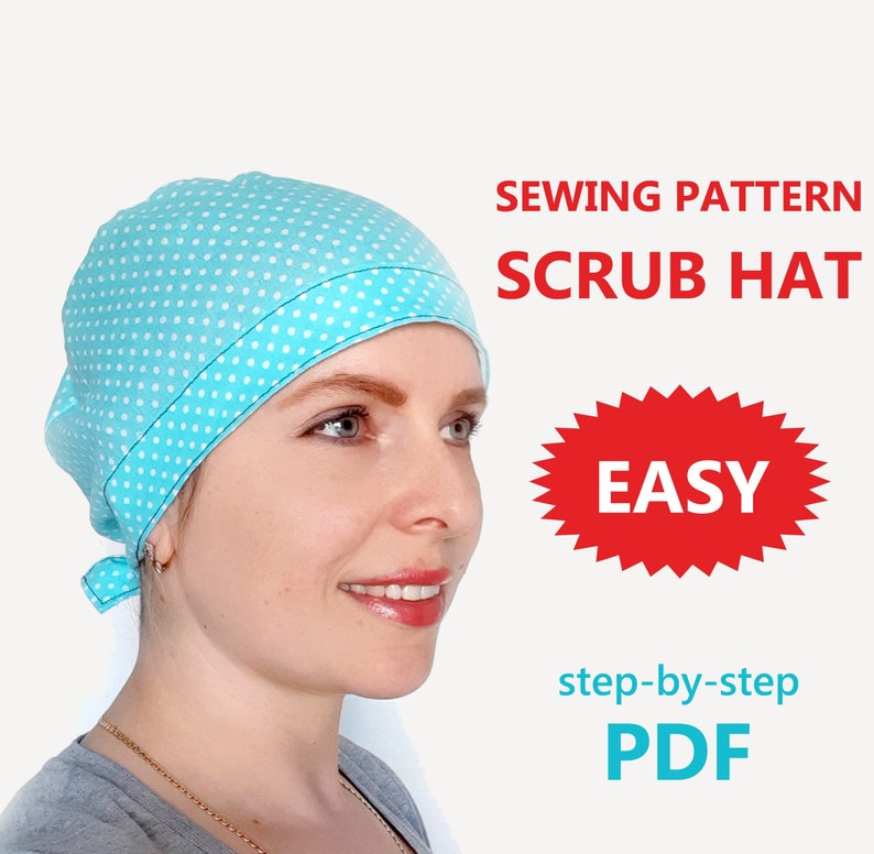 SCRUB CAP Pattern PDF Surgical Cap Sewing Tutorial Scrub Etsy