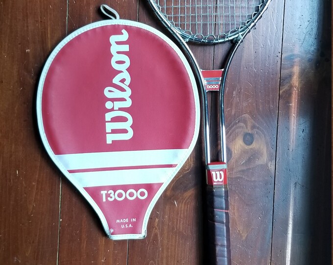 Vintage Wilson T3000 1970s Tennis Racket Racquet & Case Nice Display