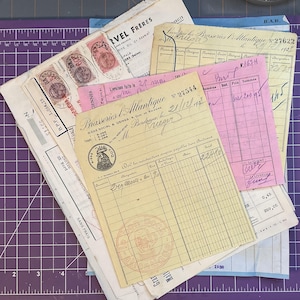 Paquete de papel francés vintage, con alfiler oxidado