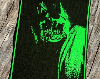 Gemantelter Skelett Reaper Patch, GRÜN, Aufnäher auf Leinwand