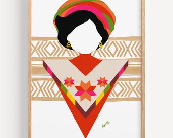 HUMAN MADE - Art Print - &quot;Huasteca Dos&quot; by Anna Maria Garza, Latina, Travel Mexico, Mexican Art, Latino, Mexican Pride, Chicano Pride