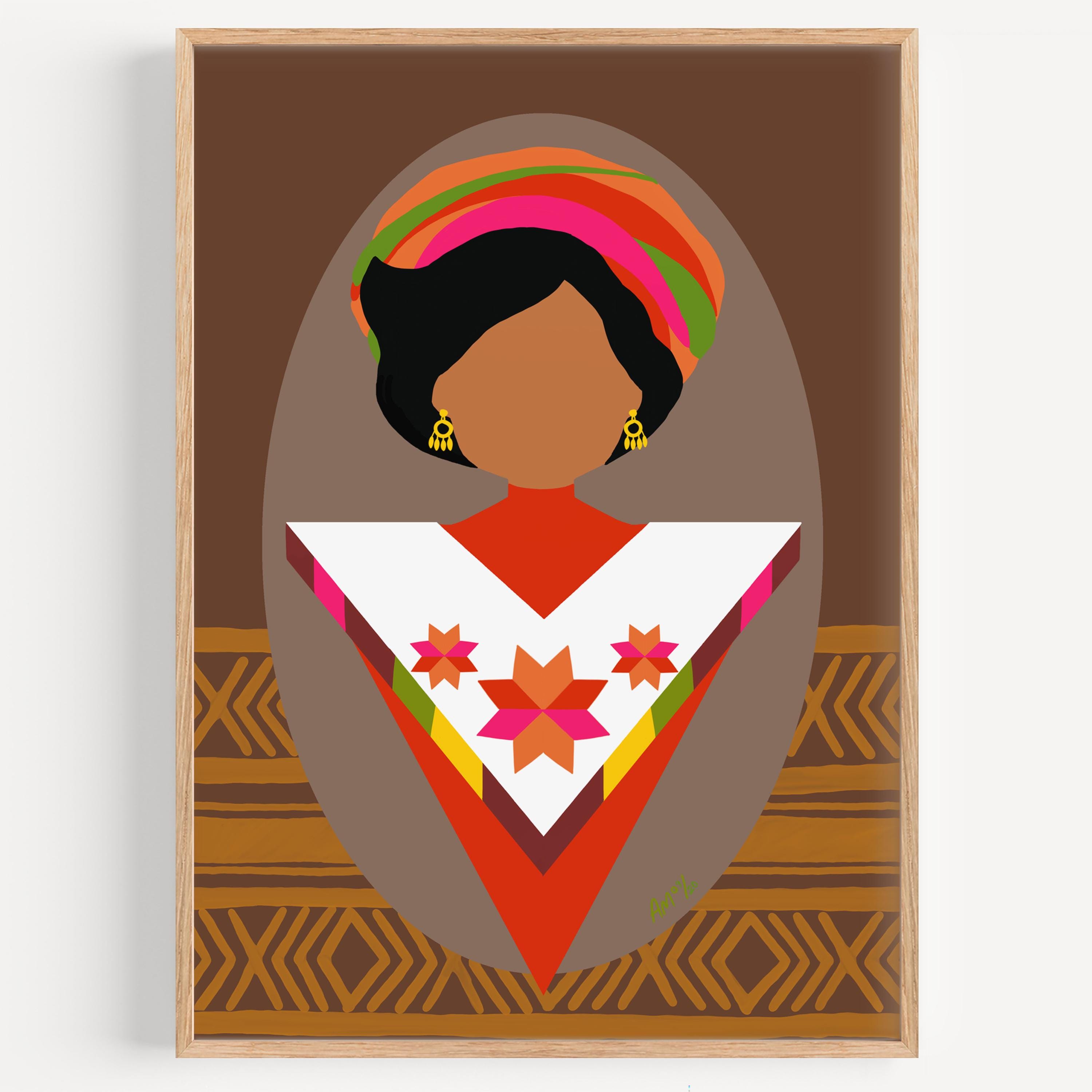 HUMAN MADE - Art Print - "Huasteca Tres" by Anna Maria Garza, Mexican, Chicana, Latino, Brown is Beautiful, Travel Mexico, Chicano Pride