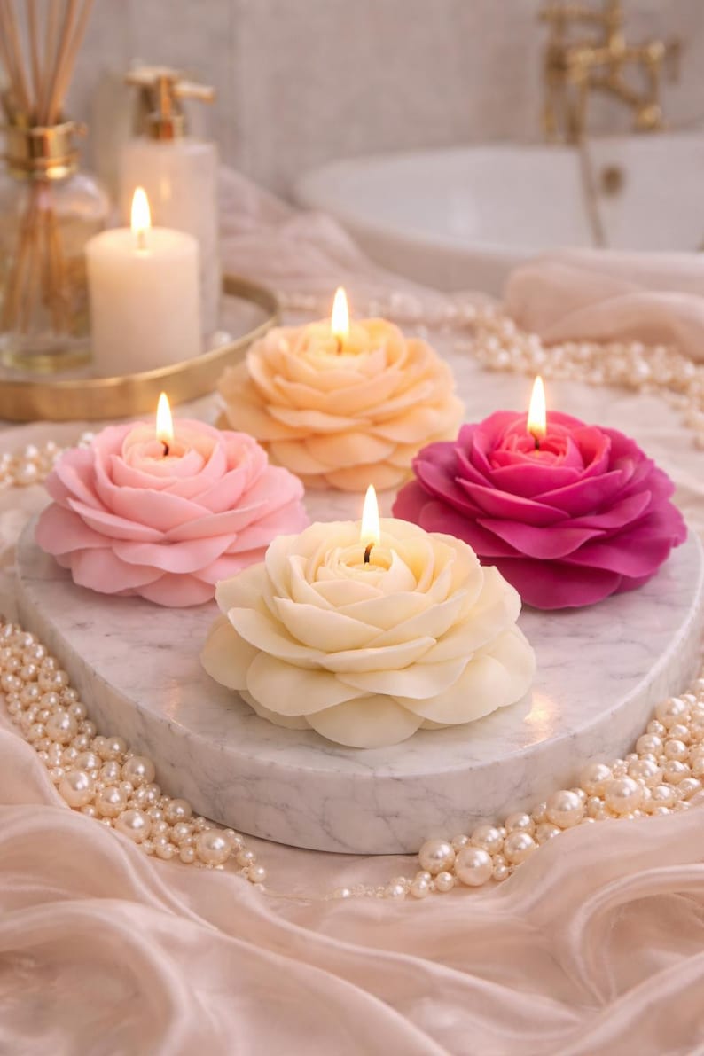 Molde de silicona grande con forma de rosa para velas, jabón, resina, chocolate y decoración de pasteles. imagen 6