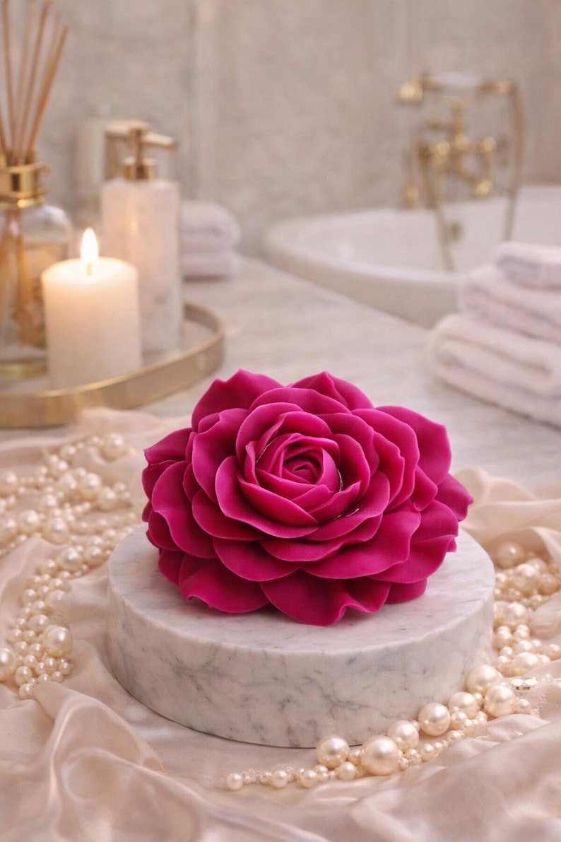 Molde de silicona grande con forma de rosa para velas, jabón, resina, chocolate y decoración de pasteles. imagen 3