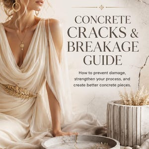 以下が含まれることがあります： FORTUNABOTANIQUEによるデジタルガイド「CONCRETE CRACKS & BREAKAGE GUIDE」。このドキュメントには、損傷の防止とプロセスの強化に関するテキストと、円形のコンクリートトレイおよび円筒形のコンクリート製プランターの画像が含まれています。
