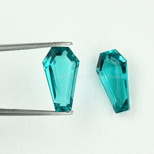 Teal Quartz Gemstone, Pair Gemstone, Coffin Gemstone, Teal Quartz 8x14 mm Double Step Cut Gemstone, Teal Quartz Coffin, Quartz Stone, 2 Pcs