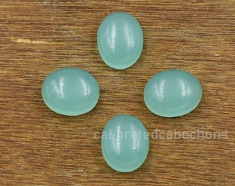 Aqua Chalcedony Cabochon: Oval Flat Back, Calibrated Loose Gemstone