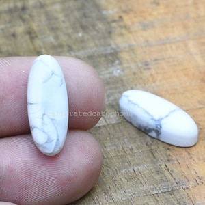 White Howlite Cabochon: 8x20mm Oval Pear Marquise Gemstone