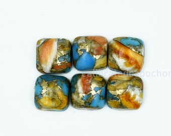 Mohave Copper Oyster Türkis Cabochon: 10 mm flache Rückseite Edelstein