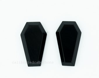 Cabochon a forma di bara in onice nera: coppia di pietre preziose lucidate a mano
