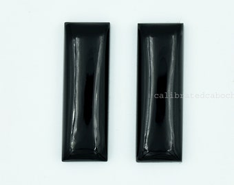 Black Onyx Cabochon Pair: Long Rectangle Gemstone, 10x20-10x30mm