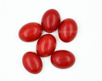 Red Coral Cabochon: Oval Flat Back Gemstone (7x9 to 18x25 mm)