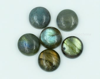 Cabochon rond en labradorite naturelle AAA +, pierre précieuse de labradorite, pierres précieuses en gros, pierre de labradorite, toutes les tailles 6 mm, 8,10,12,14,15,16,18,20 mm