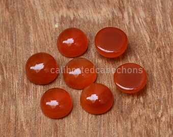 Natural Red Onyx Cabochon, Round Flat Back, Polished Gemstone