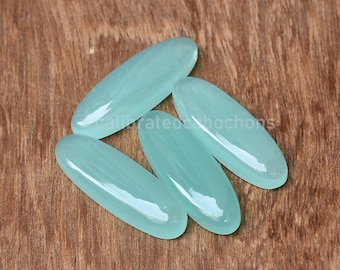 Chalcedony cabochon, aqua chalcedony, long oval 10x30 mm gemstone, wholesale gemstone, chalcedony gemstone, loose cabochon, bezel setting