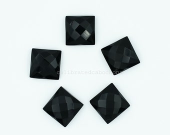 Black onyx square shape flat back cabochon, black onyx cabochon, calibrated cabochon, black onyx checkerboard stones, size from 8mm to 20mm