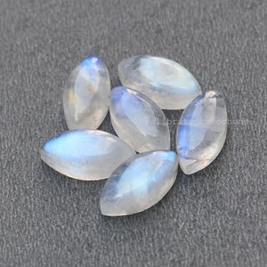 5 Rainbow Moonstone Marquise Cabochons: Natural Untreated Gemstones