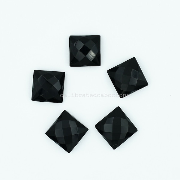 Black onyx square shape flat back cabochon, black onyx cabochon, calibrated cabochon, black onyx checkerboard stones, size from 8mm to 20mm