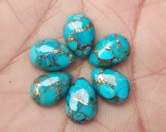 Blue Copper Turquoise, Wholesale Gemstone, Copper Turquoise Gemstone, Loose Cabochon, Pear shape 7x10, 8x12, 9x13, 10x14, 12x16, 13x18mm