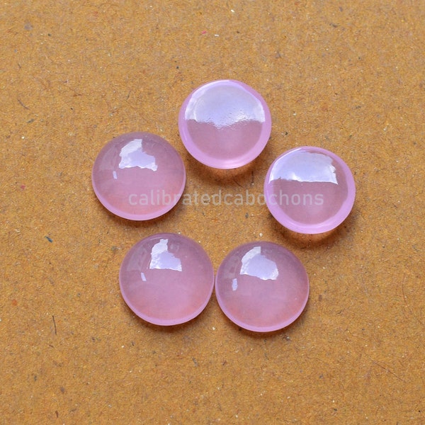 Pink Chalcedony Cabochon: Round Flat Back, Hand Polished (8-20mm)