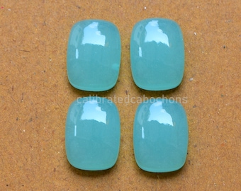 Aqua Chalcedony Cabochon: Cushion Shape, Flat Back (7x9mm to 18x25mm)
