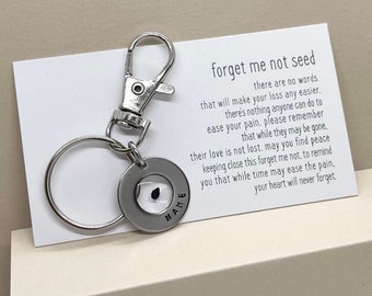 Regalo conmemorativo, personalizado, llavero conmemorativo, No me olvides, pérdida, duelo, madre, padre, hijo, bebé, mascota, amigo, aborto espontáneo, funeral