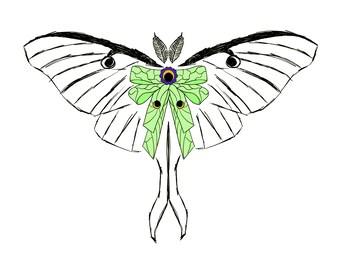 Moon Moth Bow Tie Art Print