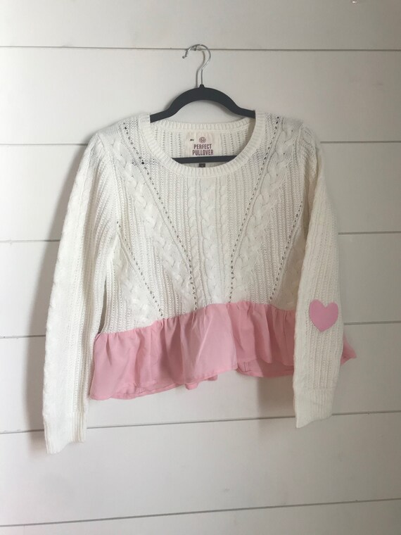 Cable knit sweater with elbow patches deals