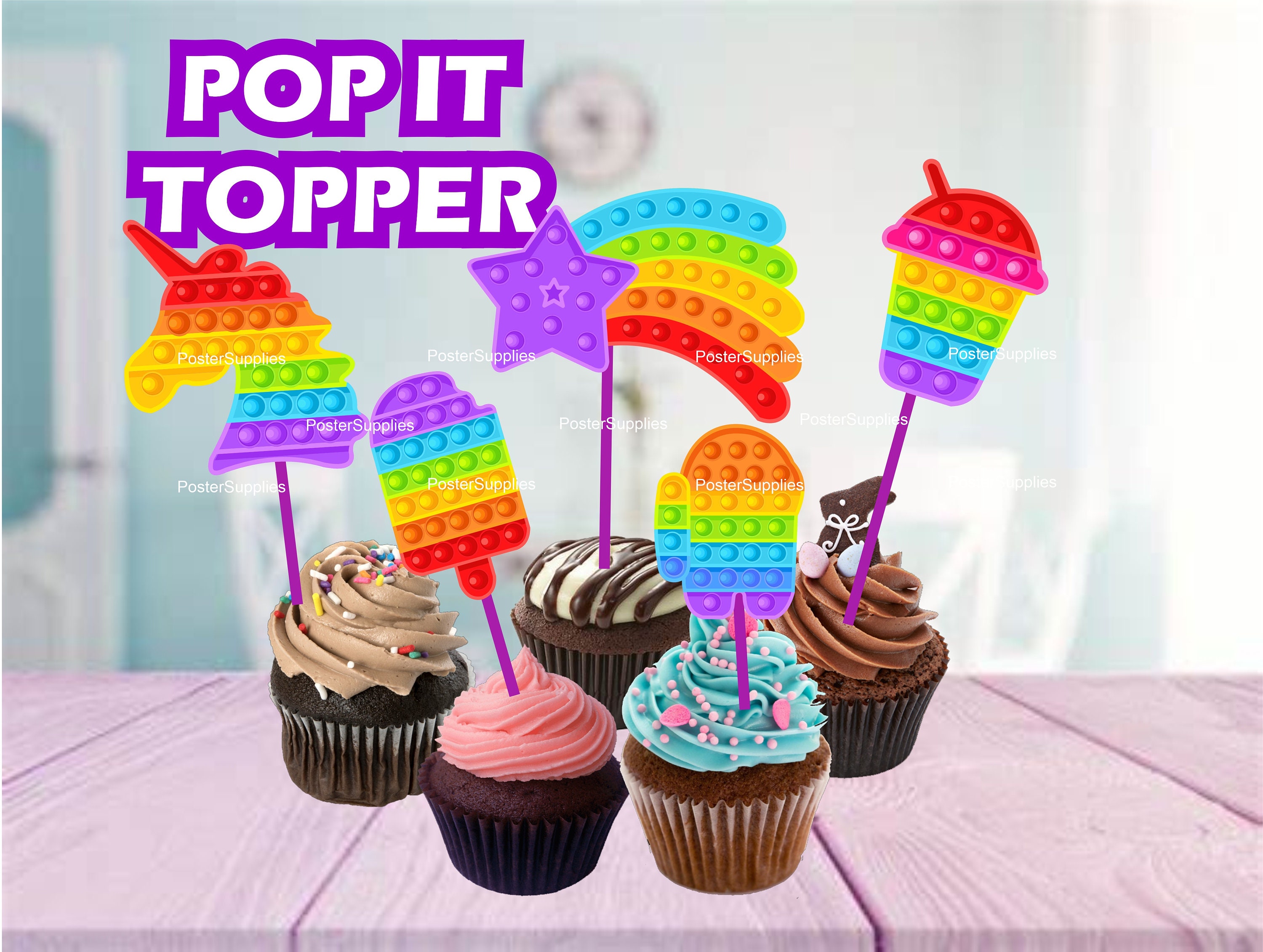 Printable Pop It Fidget Toy Party Cupcakes Toppers Fidget Pop - Etsy