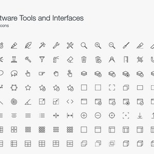 May include: A set of 158 black and white software tools and interface icons. The icons are pixel perfect and include a variety of shapes, tools, and symbols.