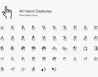 Hand Gestures Line Icons Sign Symbol Pictogram Set Bundle Vector EPS PNG SVG. Hand icons. Hands svg. Hand symbol. Finger vector. Finger eps.