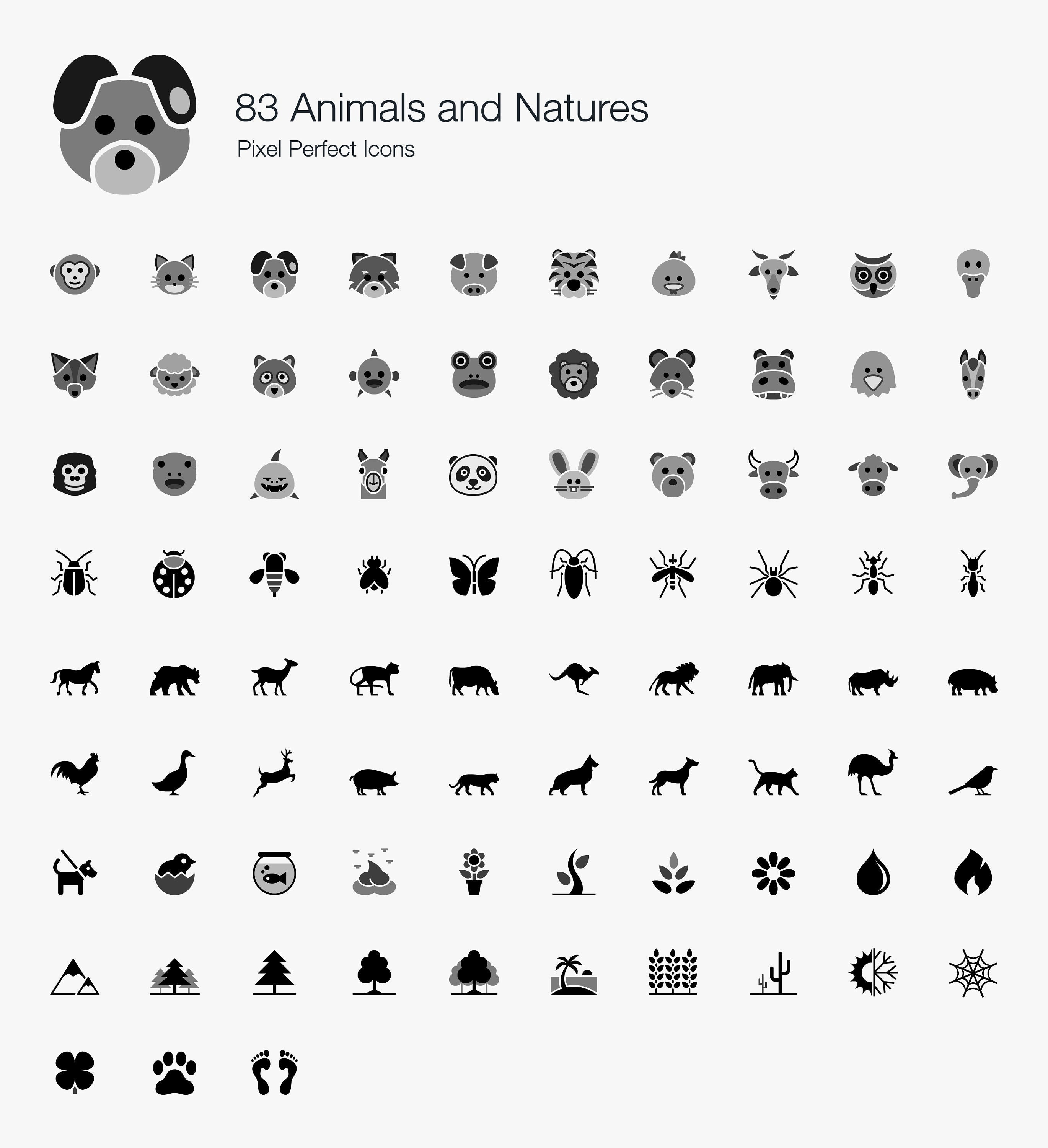 83 Animals and Natures Set Bundle Icons Signs Symbols - Etsy