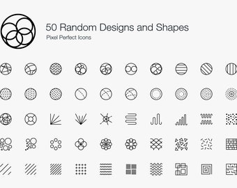 Random Abstract Pattern Shapes Geometry Line Circle Round Texture Design Line Icons Sign Symbol Pictogram Set Bundle Vector EPS PNG SVG