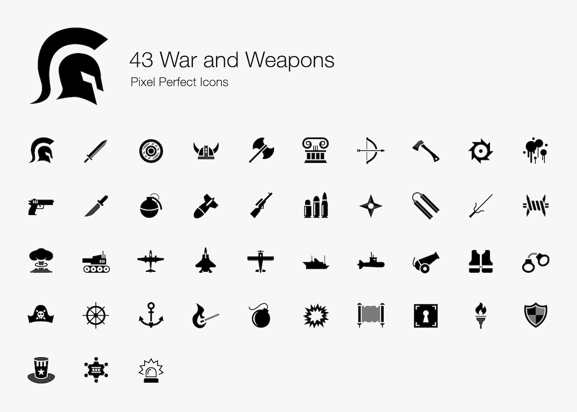 War Weapons Battle Icons Pictogram Sign Symbol Vector EPS PNG SVG. War