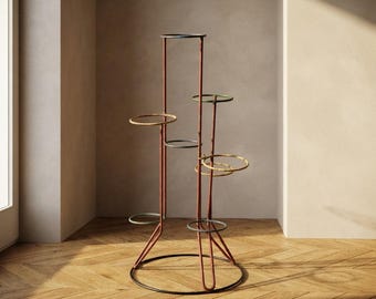 Vintage Multi-Tier Flower Stand, Painted Metal, Mid-Century, Czechoslovakia, 60 × 40 × 172 cm
