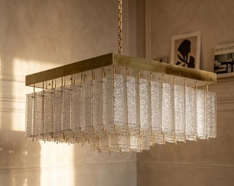Mid Century Flush Mount Ceiling Light, Bohemian Glass & Brass Lamp, 1960s