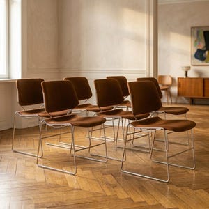 Stapelstoelen set van 7, postmodern, Matrix, Thomas Tolleson, jaren 1970, VS