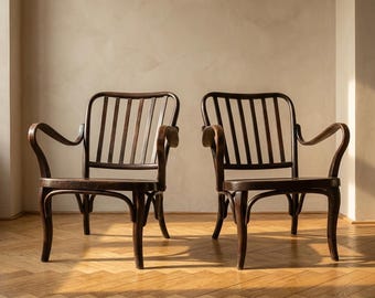 Pair of Armchairs No. 752 by Josef Frank for Thonet, 1930s, Vintage Bentwood Modernist Seating