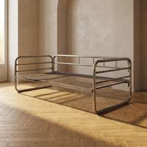 Vintage-Tagesbettgestell aus verchromtem Stahlrohr, Mitte des 20. Jahrhunderts, Tschechoslowakei, 190 × 86 × 67 cm