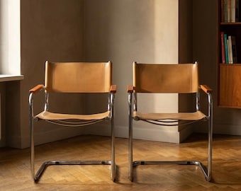 Marcel Breuer Cantilever Chairs, Bauhaus Tubular Steel Armchairs, Mid-Century Modern Vintage Dining Seating