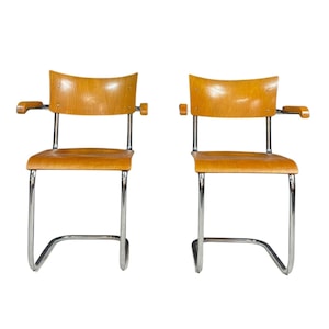 Pair of Functionalist Tubular Armchairs by Jitona, Czechoslovakia, 1950s