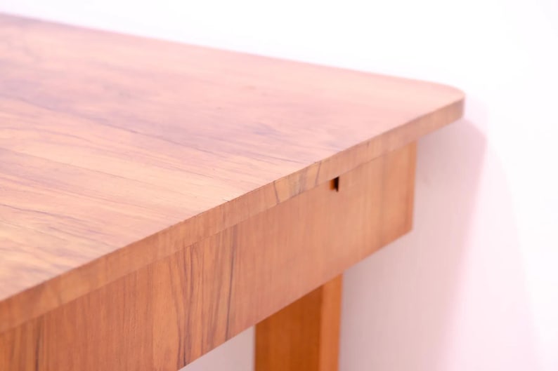 Dining Table, Art Deco Style, 1930s, Czechoslovakia, Walnut Wood, Extendable Table image 12
