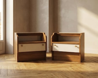 Pair of Vintage Mid-Century Bedside Cabinets, Czechoslovakia, 47 × 38 × 61 cm
