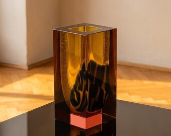 Sculptural Art Glass Vase by Jiří Šuhájek for Exbor, 1980s, Czechoslovakia