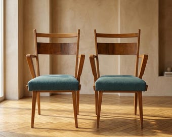 Pair of Bentwood Chairs Mid Century Jitona Wood 1970s Czechoslovakia