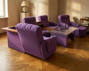Living Room Set Vintage Eastern Bloc Seating Suite 1980s Czechoslovakia