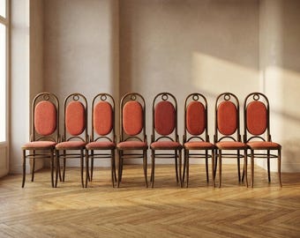 Set of 8 Vintage Bentwood Dining Chairs with High Backrests, Thonet, 1970s, 115 × 45 × 40 cm